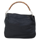 GUCCI Bamboo Hand Bag Nylon 2way Black Silver 001 1705 1577 Auth ti3394-13