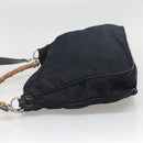 GUCCI Bamboo Hand Bag Nylon 2way Black Silver 001 1705 1577 Auth ti3394-3