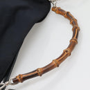 GUCCI Bamboo Hand Bag Nylon 2way Black Silver 001 1705 1577 Auth ti3394-7