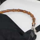 GUCCI Bamboo Hand Bag Nylon 2way Black Silver 001 1705 1577 Auth ti3394-14