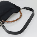 GUCCI Bamboo Hand Bag Nylon 2way Black Silver 001 1705 1577 Auth ti3394-8
