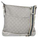 GUCCI GG Canvas Shoulder Bag Silver 145857 Auth ti3396-1