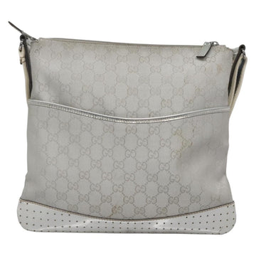GUCCI GG Canvas Shoulder Bag Silver 145857 Auth ti3396 - 0