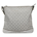 GUCCI GG Canvas Shoulder Bag Silver 145857 Auth ti3396-3