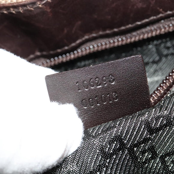 GUCCI Shoulder Bag Canvas Beige Silver 106298 Auth ti3398