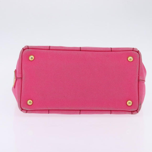 PRADA Canapa PM Hand Bag Canvas Pink Auth ti3399