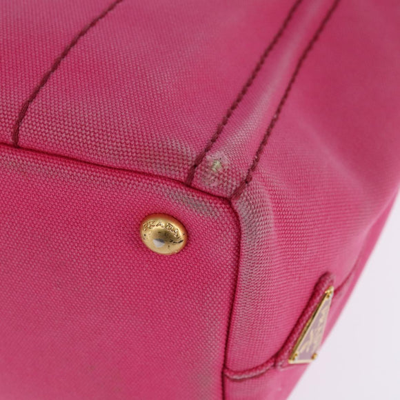 PRADA Canapa PM Hand Bag Canvas Pink Auth ti3399