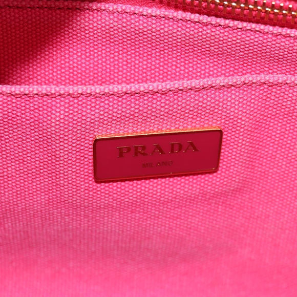 PRADA Canapa PM Hand Bag Canvas Pink Auth ti3399