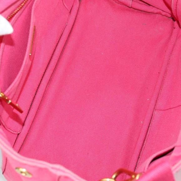 PRADA Canapa PM Hand Bag Canvas Pink Auth ti3399