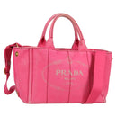 PRADA Canapa PM Hand Bag Canvas Pink Auth ti3399-1