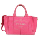 PRADA Canapa PM Hand Bag Canvas Pink Auth ti3399-13