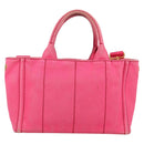 PRADA Canapa PM Hand Bag Canvas Pink Auth ti3399-2