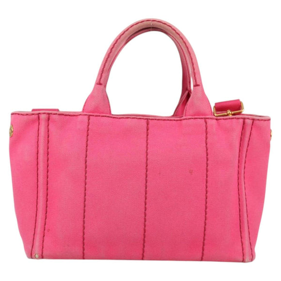 PRADA Canapa PM Hand Bag Canvas Pink Auth ti3399