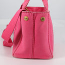 PRADA Canapa PM Hand Bag Canvas Pink Auth ti3399-4