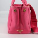 PRADA Canapa PM Hand Bag Canvas Pink Auth ti3399-5