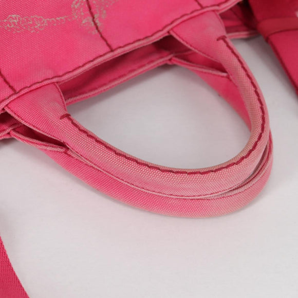 PRADA Canapa PM Hand Bag Canvas Pink Auth ti3399