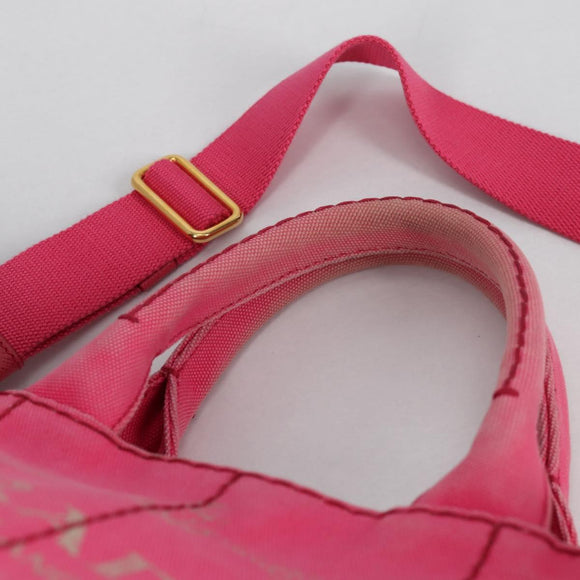 PRADA Canapa PM Hand Bag Canvas Pink Auth ti3399