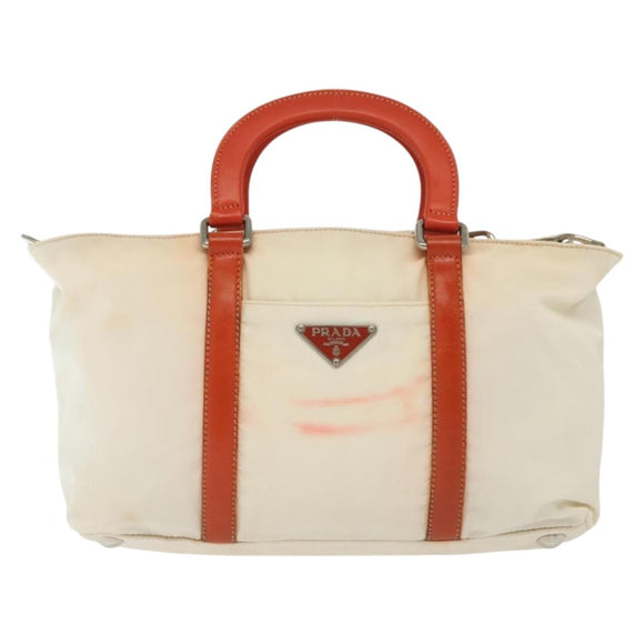 PRADA Hand Bag Nylon 2way White Silver Auth ti3400