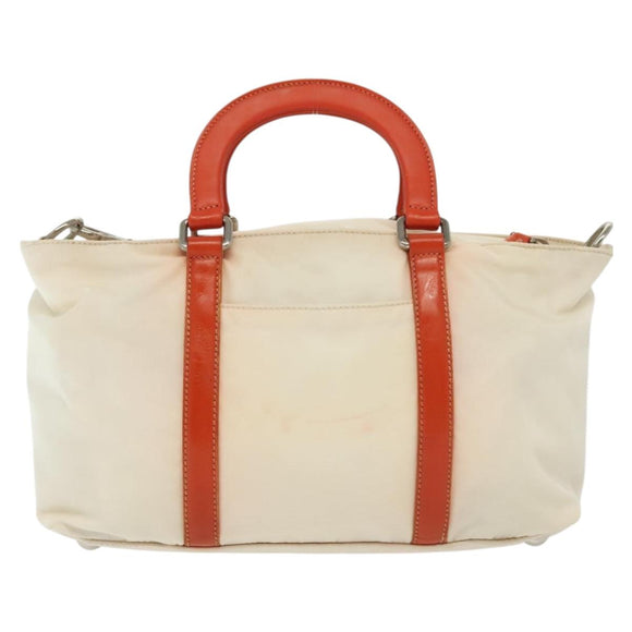 PRADA Hand Bag Nylon 2way White Silver Auth ti3400
