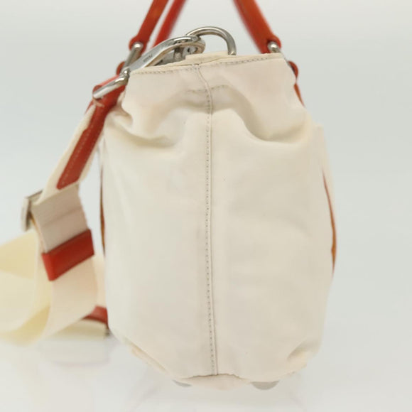 PRADA Hand Bag Nylon 2way White Silver Auth ti3400