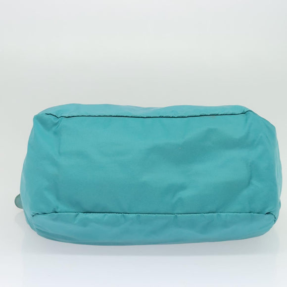 PRADA Tote Bag Nylon 2way Turquoise Blue Silver Auth ti3401