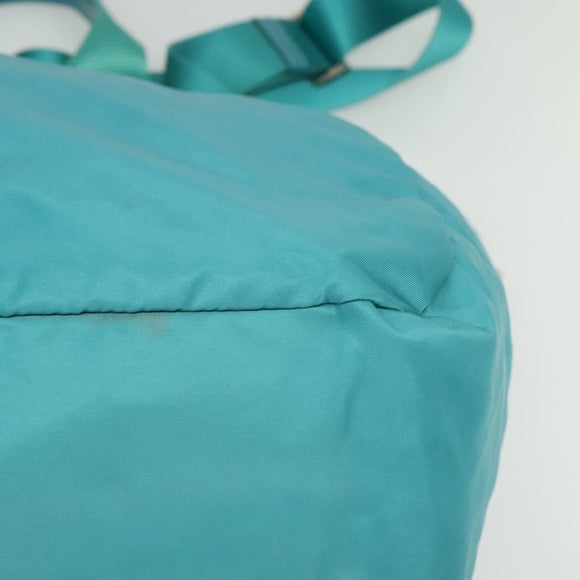 PRADA Tote Bag Nylon 2way Turquoise Blue Silver Auth ti3401
