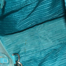 PRADA Tote Bag Nylon 2way Turquoise Blue Silver Auth ti3401-11