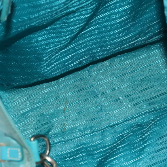 PRADA Tote Bag Nylon 2way Turquoise Blue Silver Auth ti3401