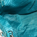 PRADA Tote Bag Nylon 2way Turquoise Blue Silver Auth ti3401-21