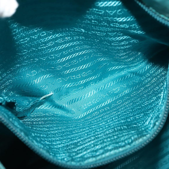 PRADA Tote Bag Nylon 2way Turquoise Blue Silver Auth ti3401