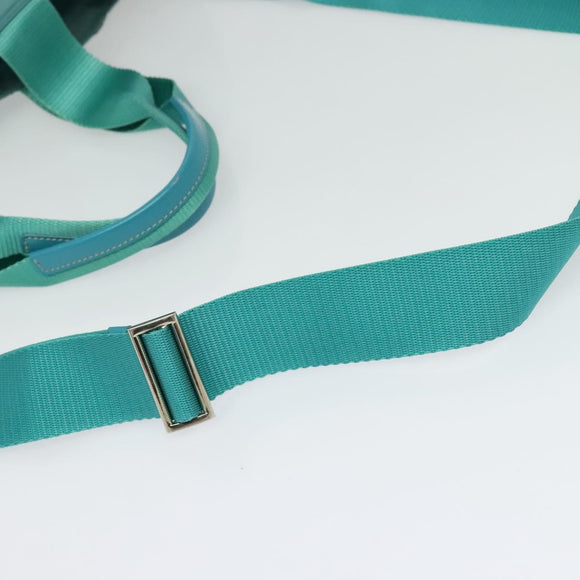 PRADA Tote Bag Nylon 2way Turquoise Blue Silver Auth ti3401