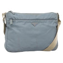 PRADA Shoulder Bag Nylon Light Blue Silver Auth ti3402-1