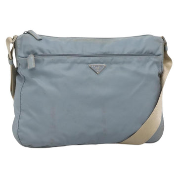 PRADA Shoulder Bag Nylon Light Blue Silver Auth ti3402