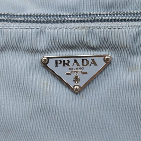 PRADA Shoulder Bag Nylon Light Blue Silver Auth ti3402