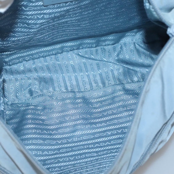 PRADA Shoulder Bag Nylon Light Blue Silver Auth ti3402