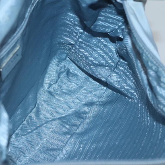 PRADA Shoulder Bag Nylon Light Blue Silver Auth ti3402