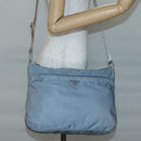 PRADA Shoulder Bag Nylon Light Blue Silver Auth ti3402-24