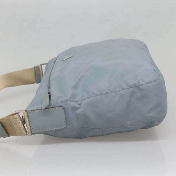 PRADA Shoulder Bag Nylon Light Blue Silver Auth ti3402