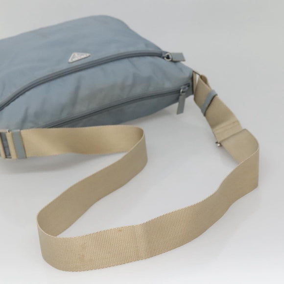 PRADA Shoulder Bag Nylon Light Blue Silver Auth ti3402