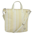 PRADA Hand Bag Nylon 2way Beige Silver Auth ti3404-1