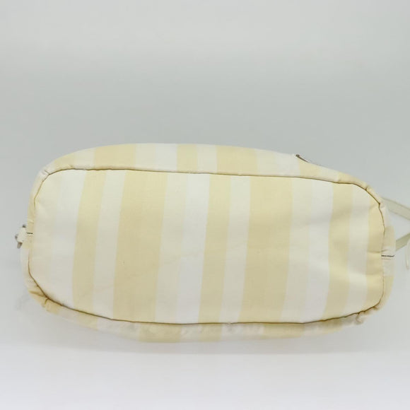 PRADA Hand Bag Nylon 2way Beige Silver Auth ti3404