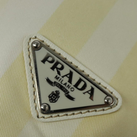 PRADA Hand Bag Nylon 2way Beige Silver Auth ti3404