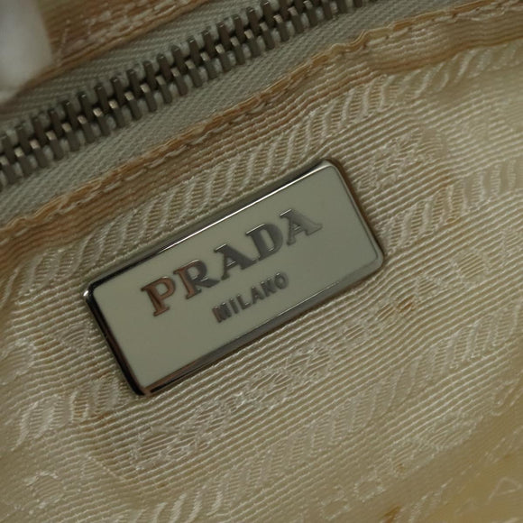 PRADA Hand Bag Nylon 2way Beige Silver Auth ti3404