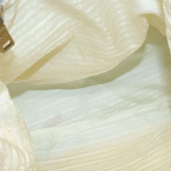 PRADA Hand Bag Nylon 2way Beige Silver Auth ti3404