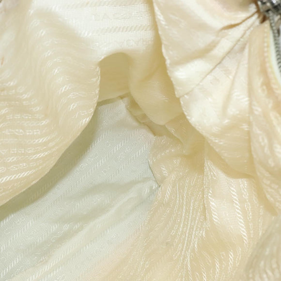 PRADA Hand Bag Nylon 2way Beige Silver Auth ti3404