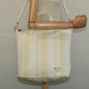 PRADA Hand Bag Nylon 2way Beige Silver Auth ti3404-24