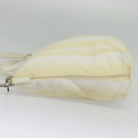 PRADA Hand Bag Nylon 2way Beige Silver Auth ti3404