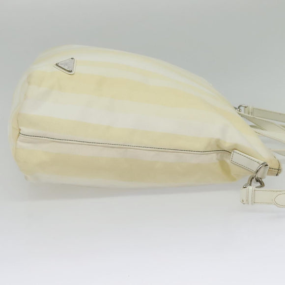 PRADA Hand Bag Nylon 2way Beige Silver Auth ti3404