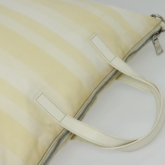 PRADA Hand Bag Nylon 2way Beige Silver Auth ti3404