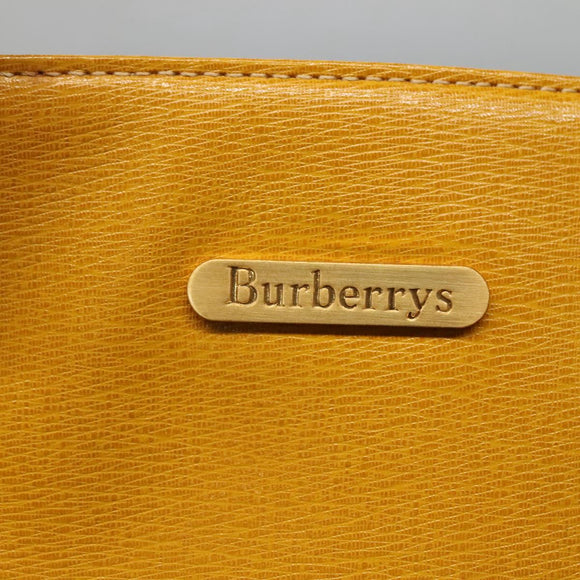 Burberrys Hand Bag Leather Yellow Gold Auth ti3406
